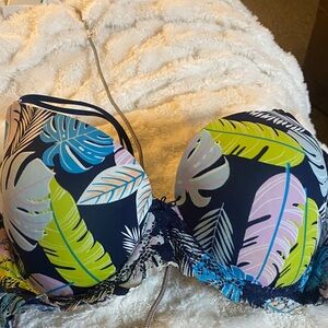 Tropical Leaf Print Bra 36DD